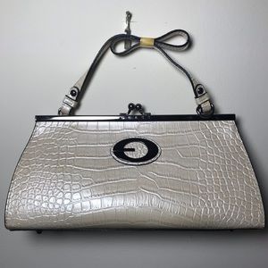 Guess White Faux Alligator Skin Purse